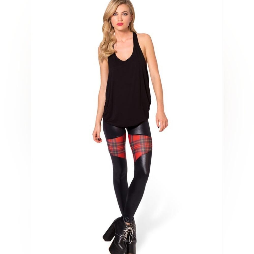 Blackmilk sheer tartan red leggings